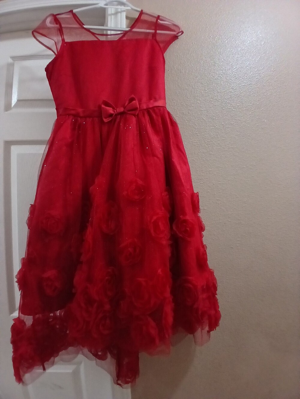 Kensie Girl Red Floral Applique Tulle Dress